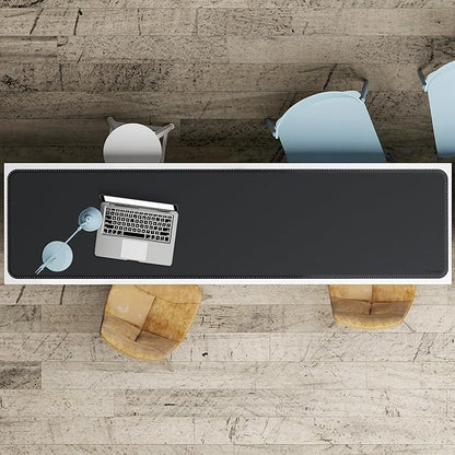 CENNBIE Leather Desk Mat Protector, XXL 78.7" x 19.6" Extra Large Leather Office Desk Pad Mat for Full Desk, Computer Desk Mat on top of desks - Oversized Large Mouse Pad (Black) | Desk Pads Blotters - TrueDesk