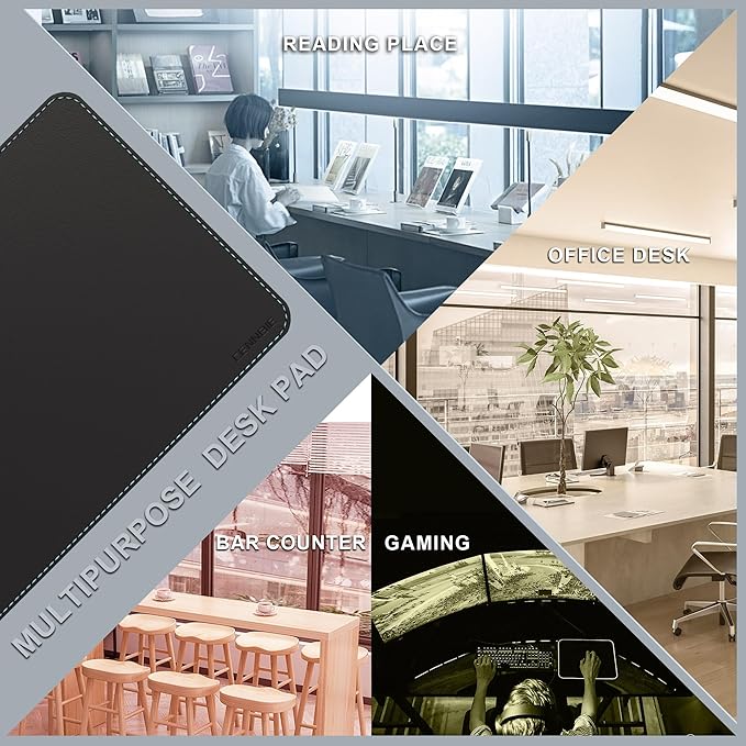 CENNBIE Leather Desk Mat Protector, XXL 78.7" x 19.6" Extra Large Leather Office Desk Pad Mat for Full Desk, Computer Desk Mat on top of desks - Oversized Large Mouse Pad (Black) | Desk Pads Blotters - TrueDesk