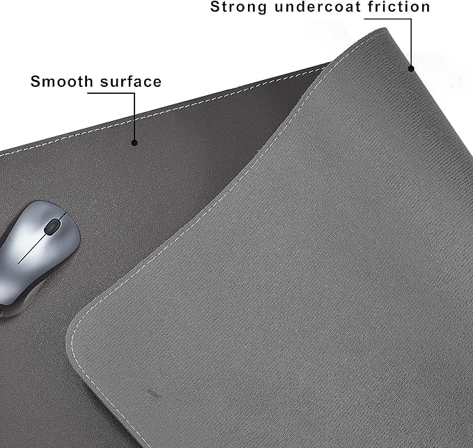 CENNBIE Leather Desk Mat,39.3x19.6 Extra Large Desk Pad Blotter Protector, Extended Non - Slip Mouse Pad, Waterproof PU Leather Desk Mat on top of desks Large for Office and Home (Grey) | Desk Pads Blotters - TrueDesk