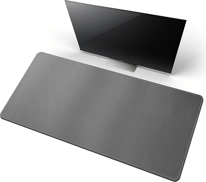 CENNBIE Leather Desk Mat,39.3x19.6 Extra Large Desk Pad Blotter Protector, Extended Non - Slip Mouse Pad, Waterproof PU Leather Desk Mat on top of desks Large for Office and Home (Grey) | Desk Pads Blotters - TrueDesk