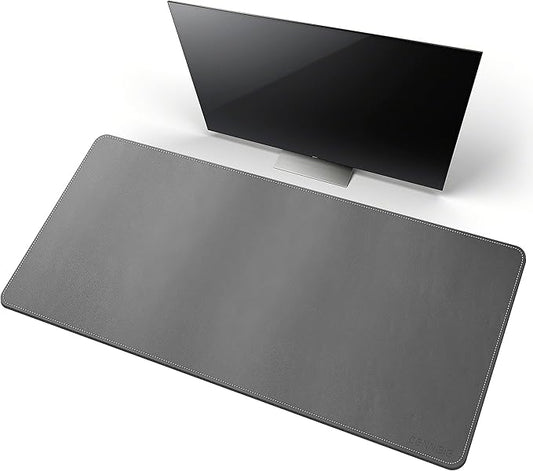 CENNBIE Leather Desk Mat,39.3x19.6 Extra Large Desk Pad Blotter Protector, Extended Non - Slip Mouse Pad, Waterproof PU Leather Desk Mat on top of desks Large for Office and Home (Grey) | Desk Pads Blotters - TrueDesk