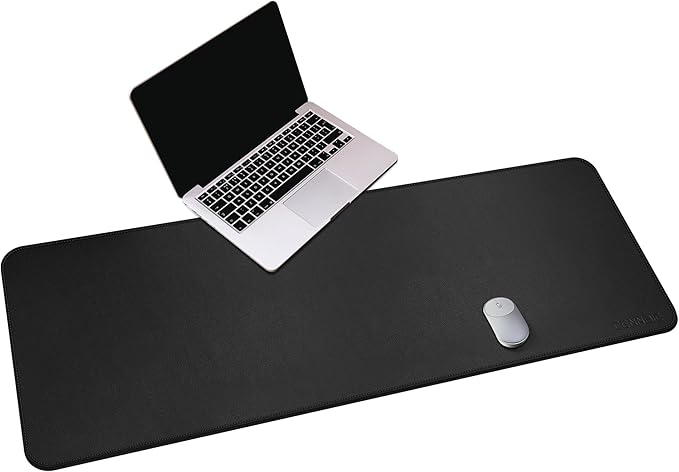CENNBIE Leather Desk Mat,55" x 19.6" Extra Large Desk Pad Blotter Protector, Extended Non - Slip Mouse Pad, Waterproof PU Leather Desk Mat on top of desks Large for Office and Home (Black) | Desk Pads Blotters - TrueDesk