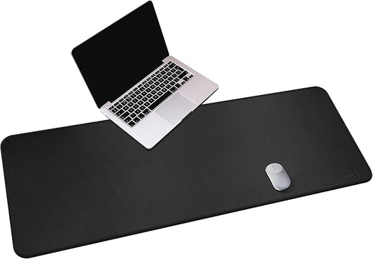 CENNBIE Leather Desk Mat,55" x 19.6" Extra Large Desk Pad Blotter Protector, Extended Non - Slip Mouse Pad, Waterproof PU Leather Desk Mat on top of desks Large for Office and Home (Black) | Desk Pads Blotters - TrueDesk
