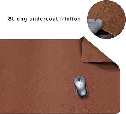 CENNBIE Leather Desk Mat,55" x 19.6" Extra Large Desk Pad Blotter Protector, Extended Non - Slip Mouse Pad, Waterproof PU Leather Desk Mat on top of desks Large for Office and Home (Brown) | Desk Pads Blotters - TrueDesk