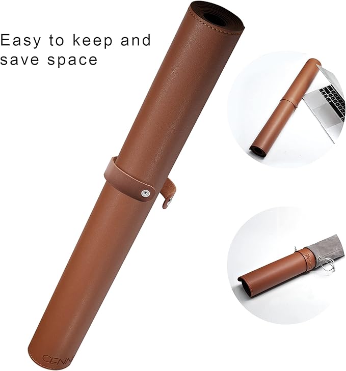CENNBIE Leather Desk Mat,55" x 19.6" Extra Large Desk Pad Blotter Protector, Extended Non - Slip Mouse Pad, Waterproof PU Leather Desk Mat on top of desks Large for Office and Home (Brown) | Desk Pads Blotters - TrueDesk