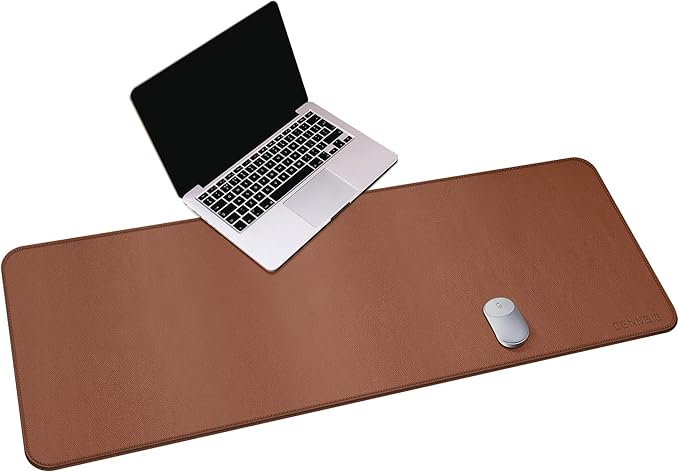 CENNBIE Leather Desk Mat,55" x 19.6" Extra Large Desk Pad Blotter Protector, Extended Non - Slip Mouse Pad, Waterproof PU Leather Desk Mat on top of desks Large for Office and Home (Brown) | Desk Pads Blotters - TrueDesk