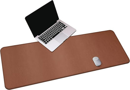 CENNBIE Leather Desk Mat,55" x 19.6" Extra Large Desk Pad Blotter Protector, Extended Non - Slip Mouse Pad, Waterproof PU Leather Desk Mat on top of desks Large for Office and Home (Brown) | Desk Pads Blotters - TrueDesk