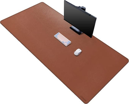 CENNBIE Leather Desk Mat,63" x 31.4" Extended Mega Size Professional Leather Desk Pad for Full Desk - Super Large XXXXL Large Mouse Pad (Brown) | Desk Pads Blotters - TrueDesk