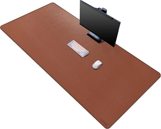 CENNBIE Leather Desk Mat,63" x 31.4" Extended Mega Size Professional Leather Desk Pad for Full Desk - Super Large XXXXL Large Mouse Pad (Brown) | Desk Pads Blotters - TrueDesk