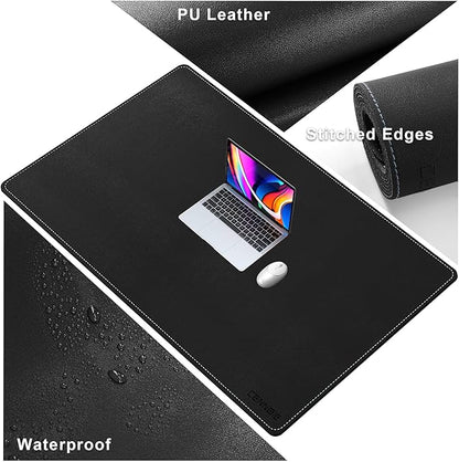 CENNBIE Leather Desk Pad, 51.2" x 31.4" Extra Large Leather Desk Mat Blotter Protector, Non - Slip Mouse Pad, Waterproof PU Leather Desk Mat on top of desks Large for Office and Home (Black) | Desk Pads Blotters - TrueDesk