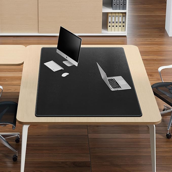 CENNBIE Leather Desk Pad, 51.2" x 31.4" Extra Large Leather Desk Mat Blotter Protector, Non - Slip Mouse Pad, Waterproof PU Leather Desk Mat on top of desks Large for Office and Home (Black) | Desk Pads Blotters - TrueDesk