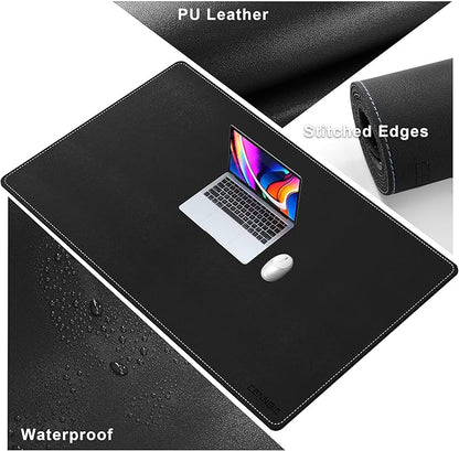 CENNBIE Leather Desk Pad Large, 47.2" x 27.5" Desk Mat Blotter Protector, Extended Non - Slip Mouse Pad, Waterproof PU Leather Desk mat for Desktop Office and Home (Black) | Desk Pads Blotters - TrueDesk