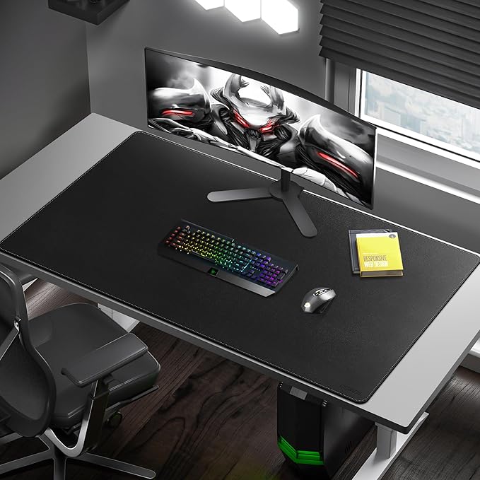 CENNBIE Leather Desk Pad Large, 47.2" x 27.5" Desk Mat Blotter Protector, Extended Non - Slip Mouse Pad, Waterproof PU Leather Desk mat for Desktop Office and Home (Black) | Desk Pads Blotters - TrueDesk