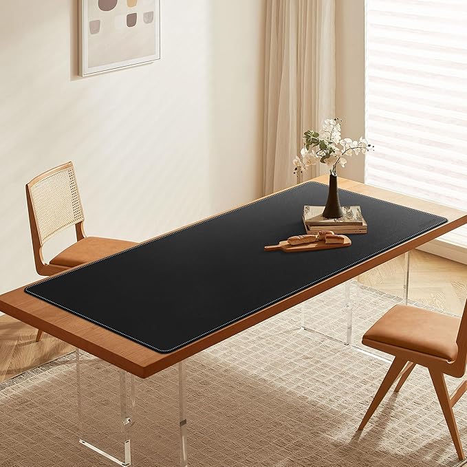 CENNBIE Leather Desk Pad Large, 55.1" x 27.5" Desk Mat Blotter Protector, Extended Non - Slip Mouse Pad, Waterproof PU Leather Desk mat for Desktop Office and Home (Black) | Desk Pads Blotters - TrueDesk