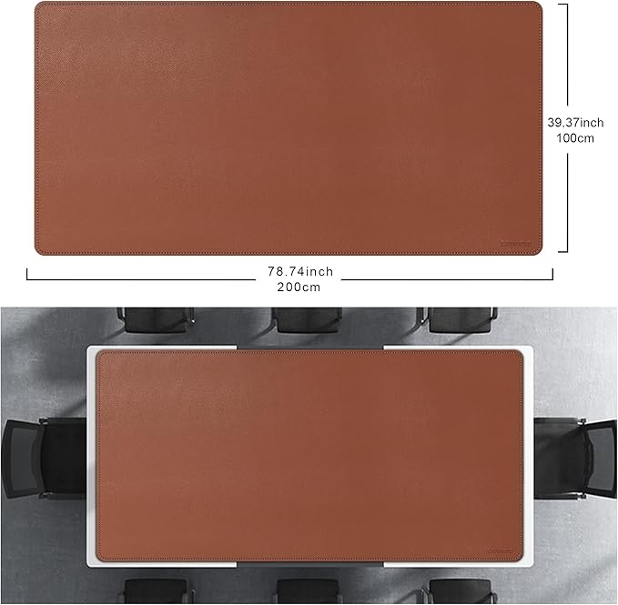 CENNBIE MAX200 78.7" x 39.4" Leather Desk Mat, Extra Large Desk Pad Blotter Protector, Extended Table Pad, Waterproof PU Leather Desk Mat on top of desks Large for Office and Home (Brown) | Desk Pads Blotters - TrueDesk