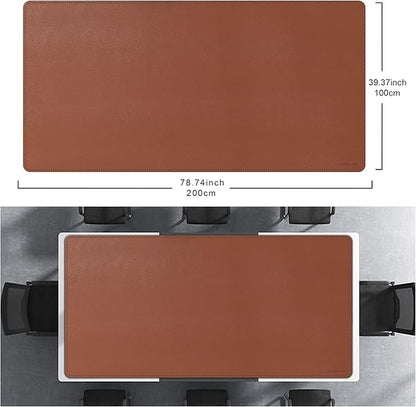 CENNBIE MAX200 78.7" x 39.4" Leather Desk Mat, Extra Large Desk Pad Blotter Protector, Extended Table Pad, Waterproof PU Leather Desk Mat on top of desks Large for Office and Home (Brown) | Desk Pads Blotters - TrueDesk