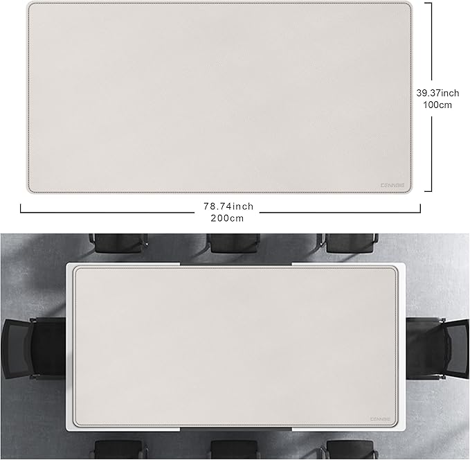 CENNBIE MAX200 78.7" x 39.4" Leather Desk Mat, Extra Large Desk Pad Blotter Protector, Extended Table Pad, Waterproof PU Leather Desk Mat on top of desks Large for Office and Home (Cream) | Desk Pads Blotters - TrueDesk