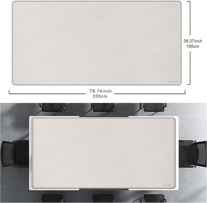 CENNBIE MAX200 78.7" x 39.4" Leather Desk Mat, Extra Large Desk Pad Blotter Protector, Extended Table Pad, Waterproof PU Leather Desk Mat on top of desks Large for Office and Home (Cream) | Desk Pads Blotters - TrueDesk