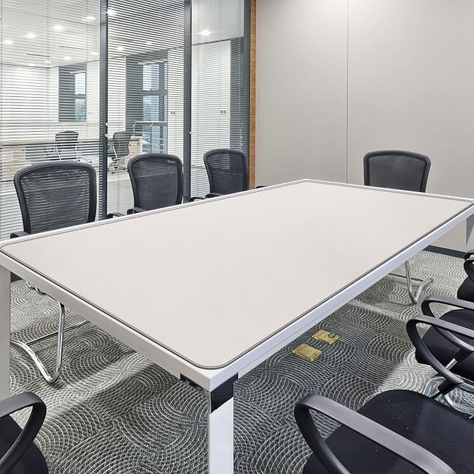 CENNBIE MAX200 78.7" x 39.4" Leather Desk Mat, Extra Large Desk Pad Blotter Protector, Extended Table Pad, Waterproof PU Leather Desk Mat on top of desks Large for Office and Home (Cream) | Desk Pads Blotters - TrueDesk