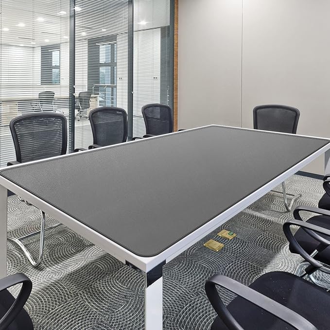 CENNBIE MAX200 78.7" x 39.4" Leather Desk Mat, Extra Large Desk Pad Blotter Protector, Extended Table Pad, Waterproof PU Leather Desk Mat on top of desks Large for Office and Home (Grey) | Desk Pads Blotters - TrueDesk