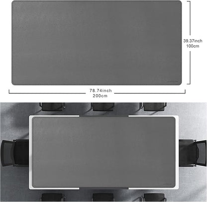 CENNBIE MAX200 78.7" x 39.4" Leather Desk Mat, Extra Large Desk Pad Blotter Protector, Extended Table Pad, Waterproof PU Leather Desk Mat on top of desks Large for Office and Home (Grey) | Desk Pads Blotters - TrueDesk
