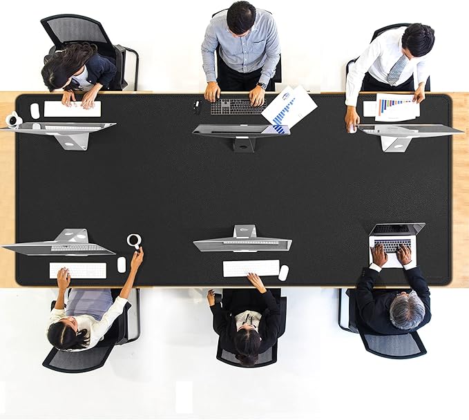 CENNBIE MAX200 78.7" x 39.4" Leather Desk Mat Protector, Extra Large Leather Desk Pad for Full Desk - XXXXXL Super Large Mouse Pad (Black) | Desk Pads Blotters - TrueDesk