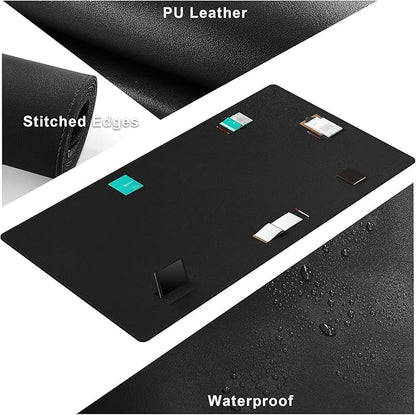 CENNBIE MAX200 78.7" x 39.4" Leather Desk Mat Protector, Extra Large Leather Desk Pad for Full Desk - XXXXXL Super Large Mouse Pad (Black) | Desk Pads Blotters - TrueDesk