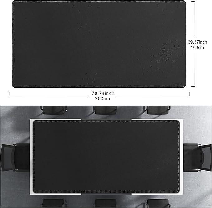 CENNBIE MAX200 78.7" x 39.4" Leather Desk Mat Protector, Extra Large Leather Desk Pad for Full Desk - XXXXXL Super Large Mouse Pad (Black) | Desk Pads Blotters - TrueDesk