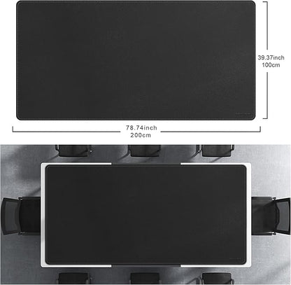 CENNBIE MAX200 78.7" x 39.4" Leather Desk Mat Protector, Extra Large Leather Desk Pad for Full Desk - XXXXXL Super Large Mouse Pad (Black) | Desk Pads Blotters - TrueDesk