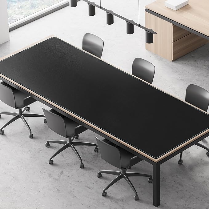 CENNBIE MAX220 86.6" x 39.4" Leather Desk Mat Protector, Extra Large Leather Desk Pad for Full Desk - XXL Super Large Mouse Pad (Black) | Desk Pads Blotters - TrueDesk