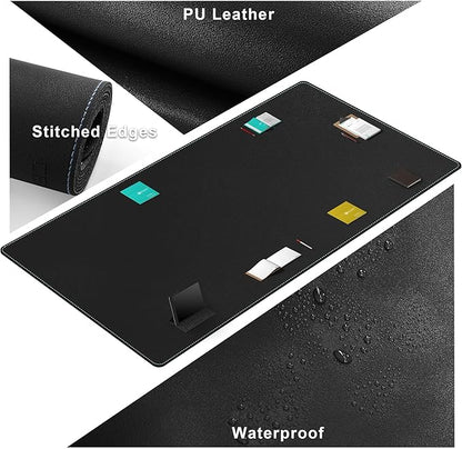 CENNBIE MAX220 86.6" x 39.4" Leather Desk Mat Protector, Extra Large Leather Desk Pad for Full Desk - XXL Super Large Mouse Pad (Black) | Desk Pads Blotters - TrueDesk