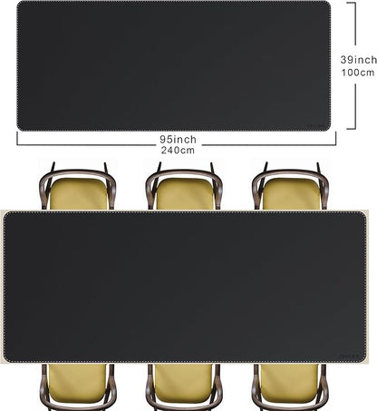 CENNBIE MAX240 94.5" x 39.4" Leather Desk Mat Protector, Extra Large Leather Desk Pad for Full Desk - XXL Super Large Mouse Pad (Black) | Desk Pads Blotters - TrueDesk