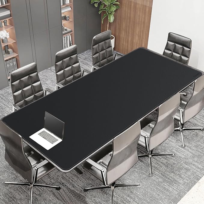 CENNBIE MAX240 94.5" x 39.4" Leather Desk Mat Protector, Extra Large Leather Desk Pad for Full Desk - XXL Super Large Mouse Pad (Black) | Desk Pads Blotters - TrueDesk
