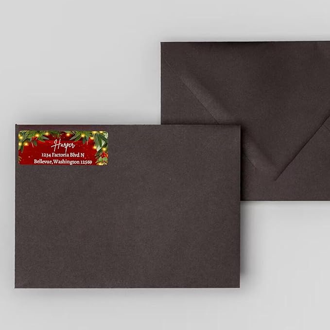 Christmas Return Address Labels Personalized - Custom Return Address Labels,Set of 250 - 500 Mailing Labels, Self Adhesive Rectangle Labels for Envelopes | Address Labels - TrueDesk