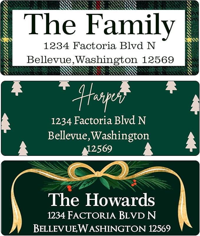 Christmas Return Address Labels Personalized - Custom Return Address Labels,Set of 250 - 500 Mailing Labels, Self Adhesive Rectangle Labels for Envelopes | Address Labels - TrueDesk