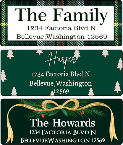 Christmas Return Address Labels Personalized - Custom Return Address Labels,Set of 250 - 500 Mailing Labels, Self Adhesive Rectangle Labels for Envelopes | Address Labels - TrueDesk