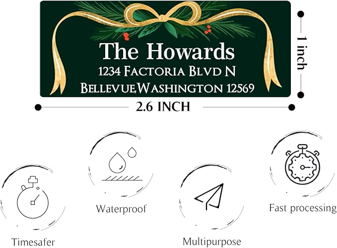Christmas Return Address Labels Personalized - Custom Return Address Labels,Set of 250 - 500 Mailing Labels, Self Adhesive Rectangle Labels for Envelopes | Address Labels - TrueDesk