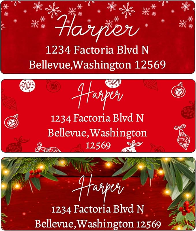 Christmas Return Address Labels Personalized - Custom Return Address Labels,Set of 250 - 500 Mailing Labels, Self Adhesive Rectangle Labels for Envelopes | Address Labels - TrueDesk