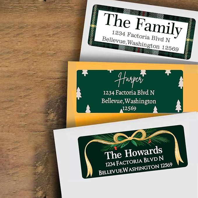 Christmas Return Address Labels Personalized - Custom Return Address Labels,Set of 250 - 500 Mailing Labels, Self Adhesive Rectangle Labels for Envelopes | Address Labels - TrueDesk
