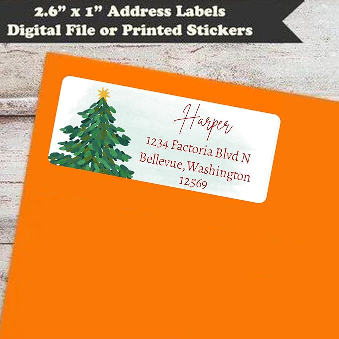 Christmas Return Address Labels Personalized - Custom Return Address Labels,Set of 250 - 500 Mailing Labels, Self Adhesive Rectangle Labels for Envelopes | Address Labels - TrueDesk