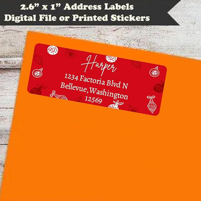 Christmas Return Address Labels Personalized - Custom Return Address Labels,Set of 250 - 500 Mailing Labels, Self Adhesive Rectangle Labels for Envelopes | Address Labels - TrueDesk