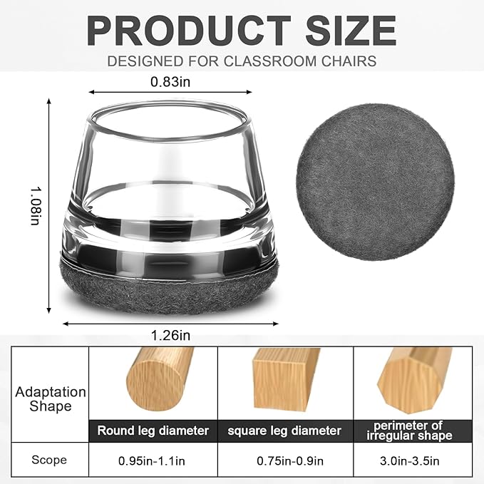 Chunful 32 Pcs Chair Leg Floor Protectors TPE Classroom Chairs & Desks Leg Covers with Quiet Felt Sliders Prevent Floor Scuffs & Scratches Desks Foot Caps Pads Teacher Classroom Supplies (Dark Gray) | Home Office Desk Chairs - TrueDesk
