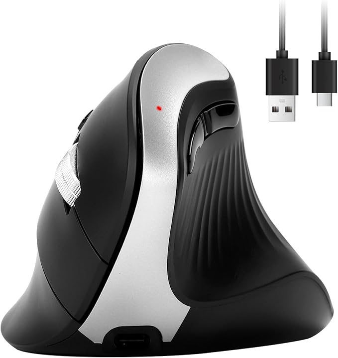 CITLLA Wireless Ergonomic Vertical Mouse, Rechargeable Tri - Mode (Dual Bluetooth + 2.4G USB) Optical Mouse with Adjustable RGB Lighting, Multi - Device Control for Laptop, PC, Mac, iPad, Desktop (Black) | Mice - TrueDesk