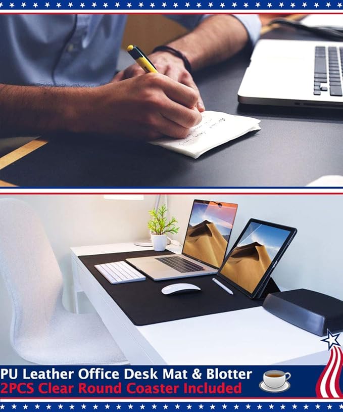Clear Desk Pad Blotter Office Table Protector on Top of Desks for Laptop Computer Keyboard Desktop Plastic PVC Transparent Desk Writing Mat Organizer with Mouse Pad Non - Slip Waterproof 17 X 36 Inches | Desk Pads Blotters - TrueDesk