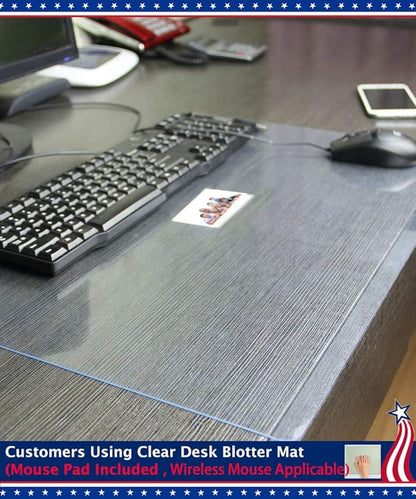 Clear Desk Pad Blotter Office Table Protector on Top of Desks for Laptop Computer Keyboard Desktop Plastic PVC Transparent Desk Writing Mat Organizer with Mouse Pad Non - Slip Waterproof 17 X 36 Inches | Desk Pads Blotters - TrueDesk