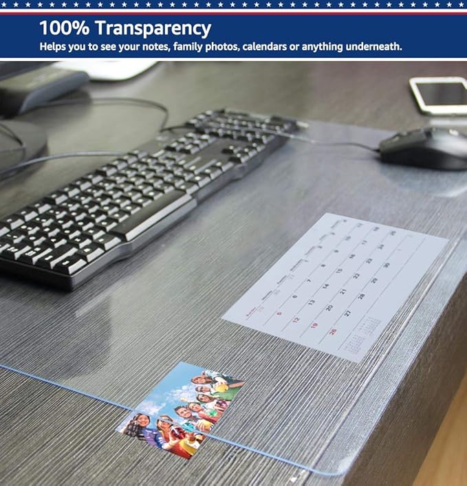 Clear Desk Pad Blotter on Top of Desks Office Table Protector Laptop Computer Keyboard Desktop Plastic PVC Transparent Non - Slip Desk Writing Mat Organizer Mouse Pad Included Waterproof 16 X 32 Inches | Desk Pads Blotters - TrueDesk