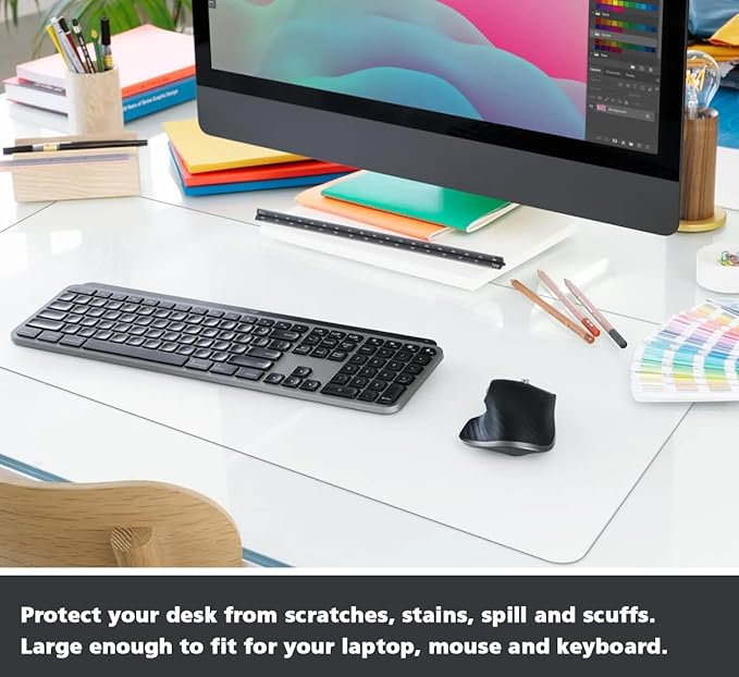 Clear Desk Pad Mat Blotter 14 x 24 Inches Transparent PVC Writing Desk Mat for Desktop and Small Tables | Desk Pads Blotters - TrueDesk