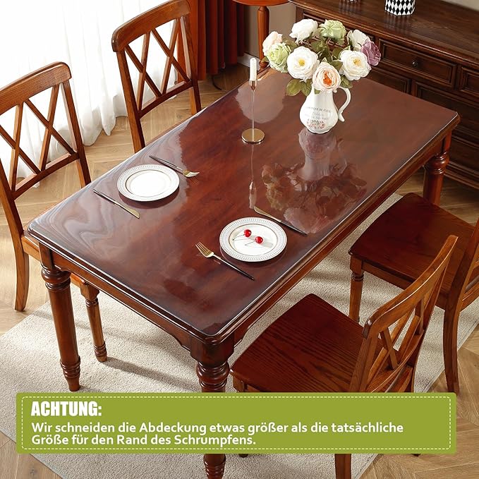 Clear Table Protector 24 x 60 Inch, 1.5mm Thick Plastic Table Cover, Waterproof PVC Clear Table Cover Protector, Desk Protector Mat, Writing Desk Pad for Desktop, Coffee & Dining Room Table | Table Pads - TrueDesk