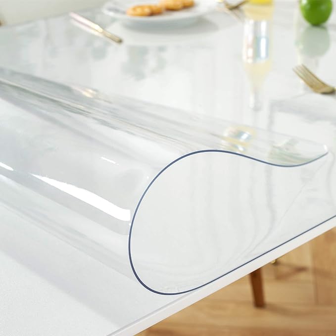 Clear Table Protector 29 x 59 Inch, 1.5mm Thick Plastic Table Cover, Waterproof PVC Clear Table Cover Protector, Desk Protector Mat, Writing Desk Pad for Desktop, Coffee & Dining Room Table | Table Pads - TrueDesk