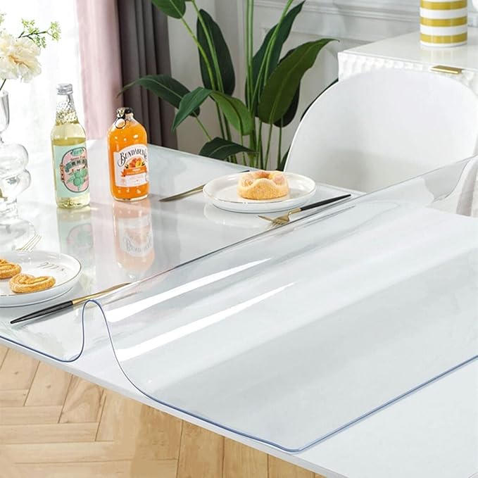 Clear Table Protector 29 x 59 Inch, 1.5mm Thick Plastic Table Cover, Waterproof PVC Clear Table Cover Protector, Desk Protector Mat, Writing Desk Pad for Desktop, Coffee & Dining Room Table | Table Pads - TrueDesk